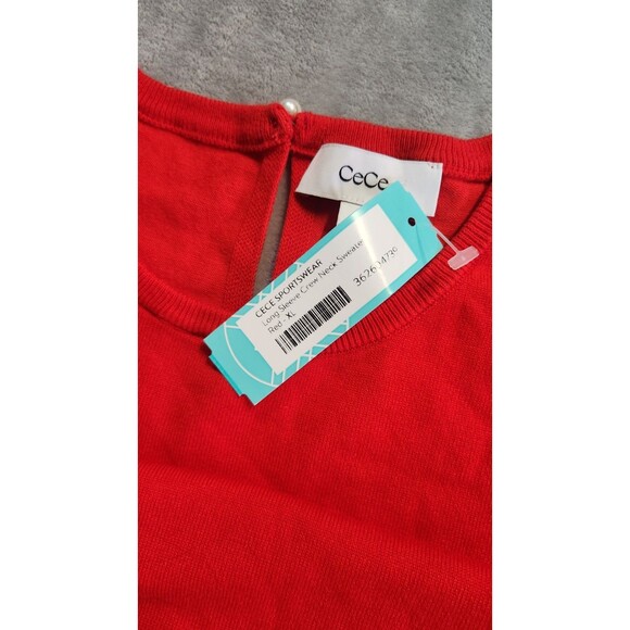CeCe Women's Size XL Red Long Sleeve Crew Neck Sweater NWT - Picture 7 of 8